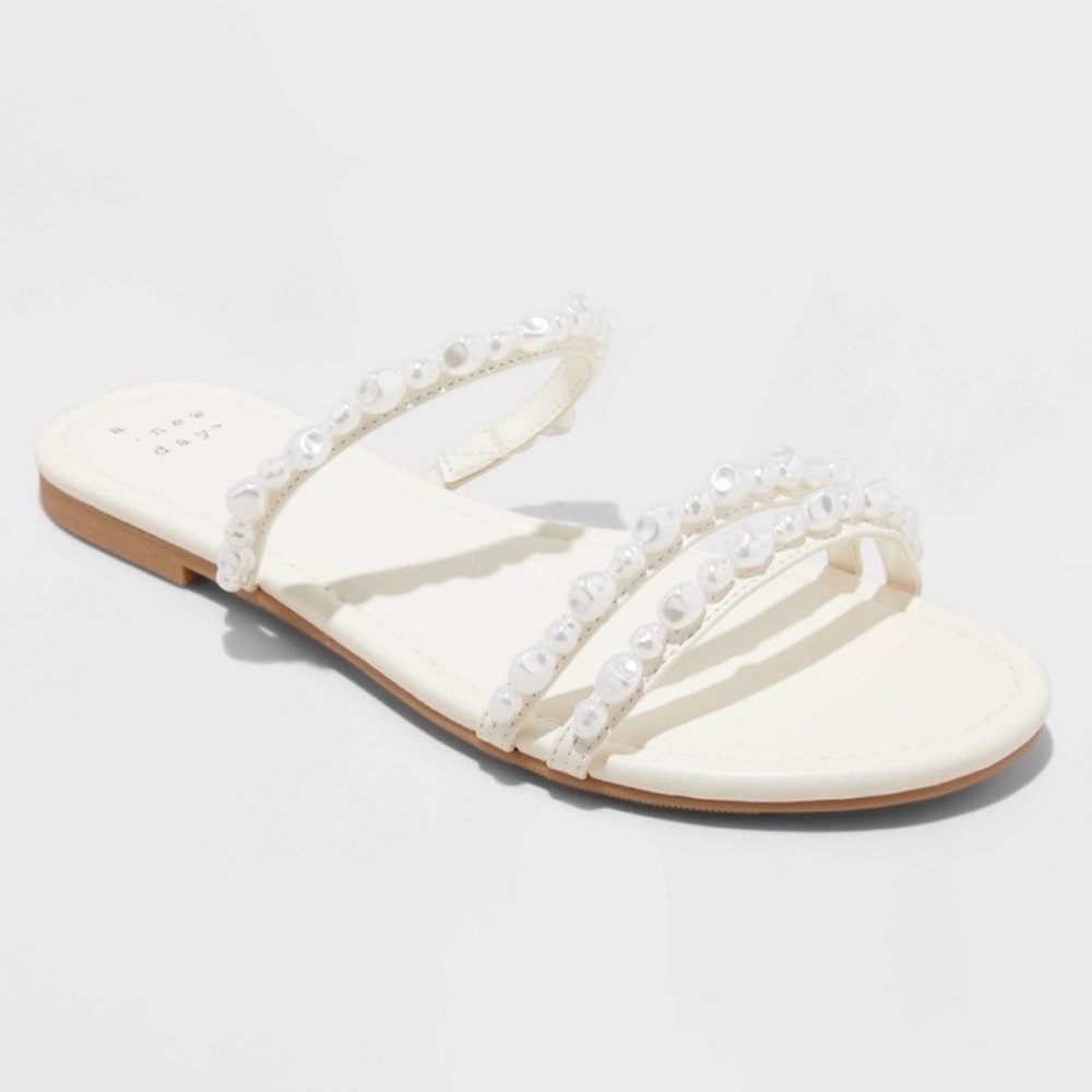 A New Day Women's White Pearl Sandals Various Sizes